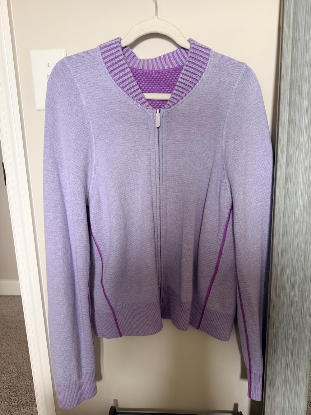 lululemon athletica Lavender Zip-Up Cardigan with Purple Trim